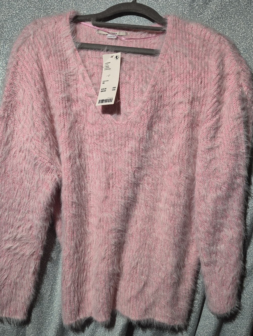 Kimchi Blue Fuzzy Pink V-Neck Sweater